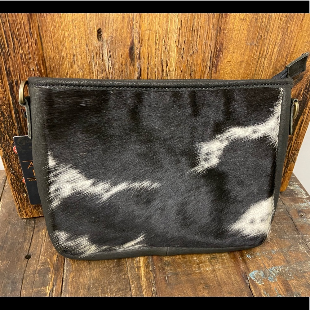 Black Leather and Cowhide Purse